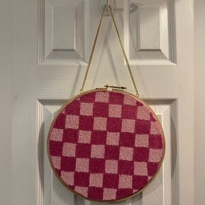 Hand Beaded Pink Checker Wall Decor